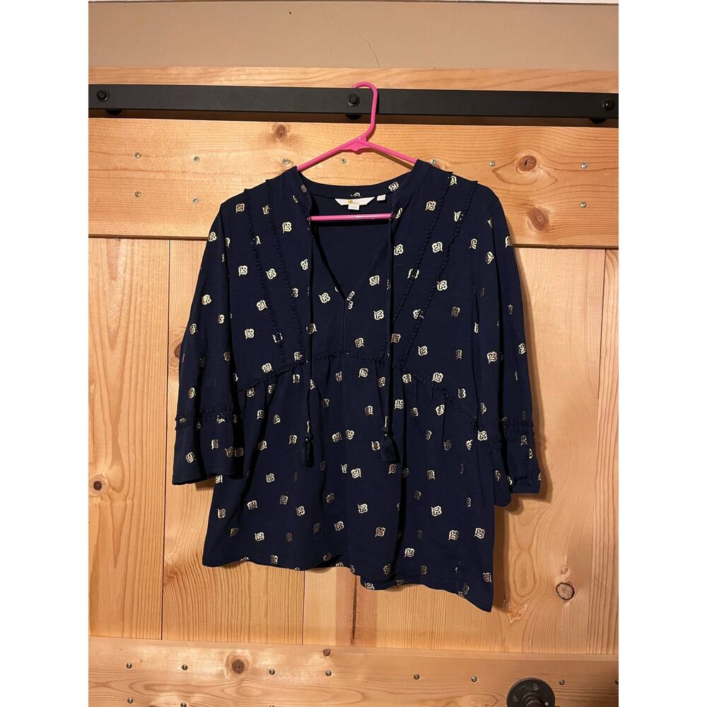 Boden Blouse Navy Silver Size 10 Medium
